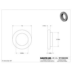 MCMASTER-CARR® 91145A304 Sleeve Washer, 0.745 in Nominal, 0.645 in Inside Dia, 1 in Outside Dia, 0.13 in Thickness, Nylon 6/6 Plastic