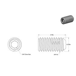MCMASTER-CARR® 91385A622 Set Screw, 3/8 in Screw, 3/4 in Length, Hex Drive, Alloy Steel, UNC