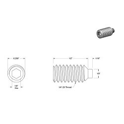 MCMASTER-CARR® 94115A537 Set Screw, 1/4 in Screw, 1/2 in Length, Hex Drive, Alloy Steel, UNC