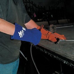 MCR Safety 4500L Welding Gloves, Large, #9, Leather, Blue, Foam, Gauntlet Cuff, 1.1 to 1.6 mm, Left and Right