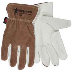 MCR Safety 3204S Work Gloves, Driver Glove Type, Keystone Thumb, Small, #7, Cowhide Leather Palm, Beige/Brown, Slip-On Cuff, Uncoated, Unlined