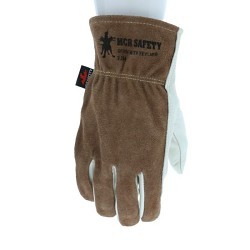 MCR Safety 3204S Work Gloves, Driver Glove Type, Keystone Thumb, Small, #7, Cowhide Leather Palm, Beige/Brown, Slip-On Cuff, Uncoated, Unlined