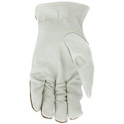 MCR Safety 3204S Work Gloves, Driver Glove Type, Keystone Thumb, Small, #7, Cowhide Leather Palm, Beige/Brown, Slip-On Cuff, Uncoated, Unlined