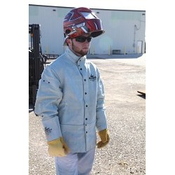 MCR Safety 38030MWL Welding Jacket, Large, Leather, Gray, Resists: Retardant Garment