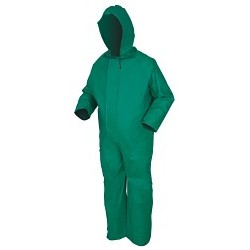 MCR Safety 3881L Dominator Series Rain Gear, Large, Green, .42mm PVC, Polyester, One Piece Waterproof Rain Coverall, Zipper Front Closure and Elastic Inner Sleeves