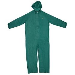 MCR Safety 3881L Dominator Series Rain Gear, Large, Green, .42mm PVC, Polyester, One Piece Waterproof Rain Coverall, Zipper Front Closure and Elastic Inner Sleeves