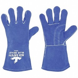 MCR Safety 4600XL Welding Gloves, X-Large, #10, Leather, Blue, Jersey, Gauntlet Cuff, 1.1 to 1.6 mm, Left and Right