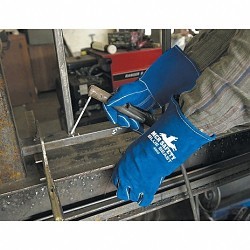 MCR Safety 4600XL Welding Gloves, X-Large, #10, Leather, Blue, Jersey, Gauntlet Cuff, 1.1 to 1.6 mm, Left and Right