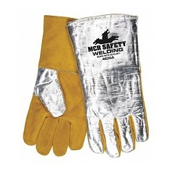 MCR Safety 4620A Welding Gloves, X-Large, #10, Leather, Gold/Silver, Wool, Gauntlet Cuff, 14 in Length, 1.1 to 1.6 mm, Left and Right