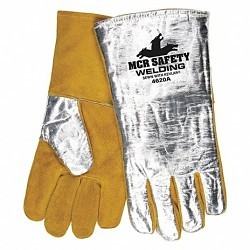 MCR Safety 4620A Welding Gloves, X-Large, #10, Leather, Gold/Silver, Wool, Gauntlet Cuff, 14 in Length, 1.1 to 1.6 mm, Left and Right