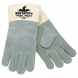 MCR Safety 4750XL Welding Gloves, X-Large, #10, Leather, Gray/White, Wool, Safety Cuff, 3.75 in Length, 1.3 to 1.8 mm, Left and Right