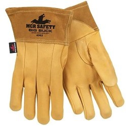 MCR Safety 4982L Welding Gloves, Large, #9, Leather, Beige, Unlined, Band Top Cuff, 10.37 in Length, 0.8 to 1.4 mm, Straight