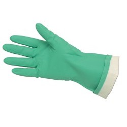 MCR Safety 5317 Nitri-Chem™ Industrial Grade Chemical-Resistant Gloves With Black Logo, Small, #7, Green, Nitrile, Green, Flock Lining, 13 in L, Resists: Chemical and Puncture, Straight Cuff, 15 mil THK