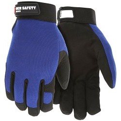 MCR Safety 900L Mechanics Gloves, Multi-Task Glove Type, Large, Synthetic Leather Palm, Blue/Black, Adjustable Closure Cuff, Unlined