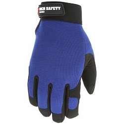 MCR Safety 900L Mechanics Gloves, Multi-Task Glove Type, Large, Synthetic Leather Palm, Blue/Black, Adjustable Closure Cuff, Unlined