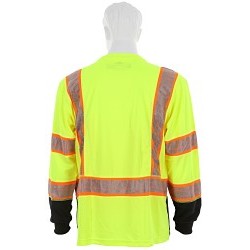 MCR Safety FFLTC3SLXL Luminator™ Long Sleeve T-Shirt, XL, Hi-Viz Fluorescent Lime, Polyester, 30 in L