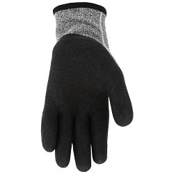 MCR Safety N9690TCL Work Gloves, Large, #9, Bi-Polymer Coating, Nitrile/Bi-Polymer, Knit Wrist Cuff, Resists: Cut, Abrasion, Puncture, A5 ANSI Cut-Resistance Level, 4 ANSI Puncture-Resistance Level, Black, White Hem, Hemmed