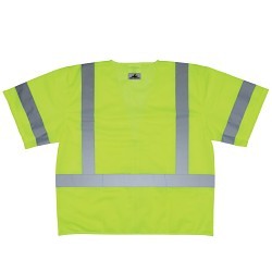 MCR Safety VCL3MLZXL Luminator™ Safety Vest With (1) Cell Phone Chest Pocket and (2) Outer Lower Pockets, XL, Hi-Viz Fluorescent Lime, Polyester, Zipper Front Closure Closure, 3 Pockets, ANSI Class: Class 3, ANSI/ISEA 107 Type R