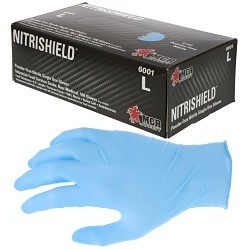 MCR Safety 6001XXXL Disposable Gloves, 3X-Large, #12, Nitrile, Blue, Powder Free, Textured Grip, 4 mil Thickness