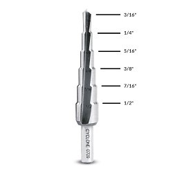 MSA SD-6 Straight Flute Step Drill, 3/16 in, 1/4 in, 5/16 in, 3/8 in, 7/16 in, 1/2 in Drill Size, 2 Flutes, M2AL Steel