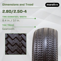 Marathon 00026 Flat Free Wheel, 275 lb, 8-5/8 in Outside Dia, 2-11/16 in Dia Rim, Polyurethane Wheel, Steel Rim