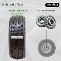 Marathon 00026 Flat Free Wheel, 275 lb, 8-5/8 in Outside Dia, 2-11/16 in Dia Rim, Polyurethane Wheel, Steel Rim
