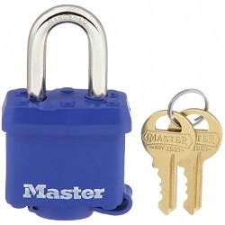 Master Lock® 312KA-0702 Keyed Padlock, Alike Key, Steel Body, 3/8 in Shackle Dia, Blue, Ball Bearing Locking, Blue Bumper