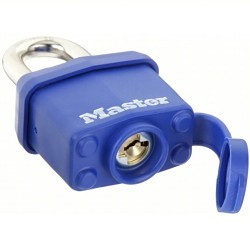 Master Lock® 312KA-0702 Keyed Padlock, Alike Key, Steel Body, 3/8 in Shackle Dia, Blue, Ball Bearing Locking, Blue Bumper