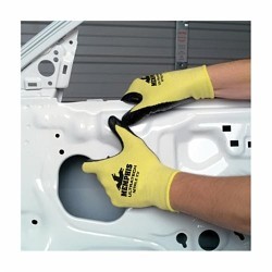 MCR Safety UltraTech® 9693M Gloves, Medium, #8, Textured Nitrile Palm, Foam Nitrile Coating, Kevlar®, Black/Yellow, Seamless/Standard Finger, Kevlar®, Knit Wrist Cuff, 9.06 in Length, ANSI Cut-Resistance Level: A2, ANSI Puncture-Resistance Level: 2