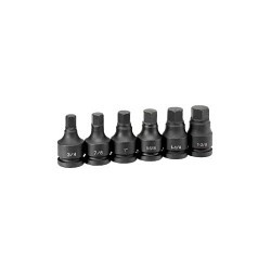 GP9096H Impact Driver Set, Metric, 6 Points, 1 in Drive, 6 Piece, Hex Socket Shape