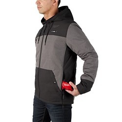 Milwaukee® 205G-212X Hooded Jacket, Gray, Polyester, 46 in Chest, Resists: Wind and Water, 2X-Large