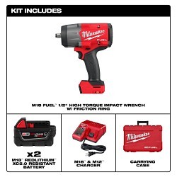 Milwaukee® 2967-22 Cordless Impact Wrench, 1/2 in Drive, 1100 ft/lb Fastening, 1500 ft/lb Nut-Busting ft/lb, 18 V, 7.6 in Overall Length, Yes Battery Included
