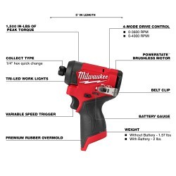 Milwaukee® 3497-25 5 Tool Cordless Combo Kit, Drill Driver, Impact Driver, Multi-Tool, Reciprocating Saw, Worklight Tools, 12 VDC, Lithium-Ion Battery