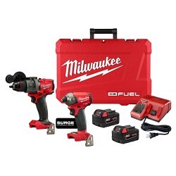 Milwaukee® 3699-22 2-Tool Cordless Combo Kit, M18 Fuel™ 1/2" Hammer Drill, M18 Fuel™ Surge™ 1/4" Hex Hydraulic Driver, (2) M18™ Red lithium™ Xc 5.0Ah Battery Pack, With An M18™/M12™ Charger Tools,