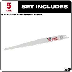 Milwaukee® 48-00-5016 Reciprocating Saw Blade, 9 in Length, 3/4 in Width, 6, Bi-Metal Body, Universal Tang