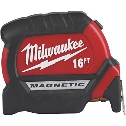 Milwaukee® 48-22-0316 Tape Measure, 16 ft Blade Length, 1 in Blade Width, Steel Blade, Graduations: 1 ft, 1/16 in, 1/2 in, 1/4 in, 1/8 in