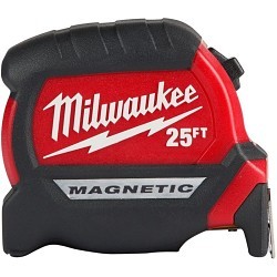 Milwaukee® 48-22-0325 Tape Measure, 25 ft Blade Length, 1 in Blade Width, Steel Blade, Graduations: 1 ft, 1/16 in, 1/2 in, 1/4 in, 1/8 in