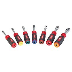 Milwaukee® 48-22-2507 Nut Driver Set, SAE, 1/2 to 9/16 in, 7 Piece, 7-1/4 in Overall Length, Ergonomic, Alloy Steel