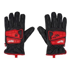 Milwaukee® 48-22-8781 High Visibility Work Gloves, Medium, #8 PVC/Top Grain Goatskin Leather, Elastic Knit Cuff, ANSI Cut-Resistance Level: 5