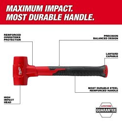 Milwaukee® 48-22-9151 Dead Blow Hammer, 14.75 in Overall Length, 48 oz Head, Polyurethane Head, Steel Handle