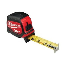 Milwaukee® 48-22-0230 Magnetic Wide Measuring Tape With Belt Clip, 30 ft L x 1-5/16 in W Blade, Steel Blade, 1/16 in, 1/8 in Graduation