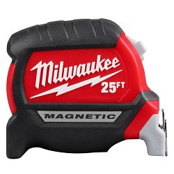 Milwaukee® 48-22-0327 Blade Magnetic Measuring Tape, 25 ft L Blade x 33 mm W Blade, Steel Blade