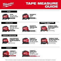 Milwaukee® 48-22-0327 Blade Magnetic Measuring Tape, 25 ft L Blade x 33 mm W Blade, Steel Blade