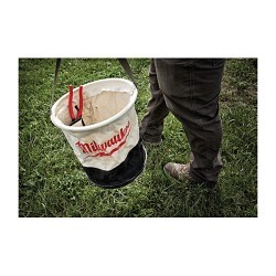 Milwaukee® 48-22-8270 Adjustable Heavy Duty Utility Bucket, 14.57 in H x 11.81 in W x 11.81 in D, 2 Pockets, Canvas, Black/Tan