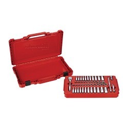 Milwaukee® 48-22-9004 Ratchet and Socket Set, Case Tool Storage, 4 deg Arc Swing, 1/4 in Drive, 50 Pieces, Steel