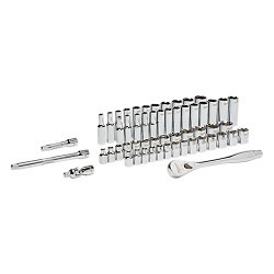 Milwaukee® 48-22-9008 Ratchet and Socket Set, Case Tool Storage, 4 deg Arc Swing, 1/2 in Drive, 56 Pieces, Steel