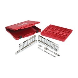 Milwaukee® 48-22-9008 Ratchet and Socket Set, Case Tool Storage, 4 deg Arc Swing, 1/2 in Drive, 56 Pieces, Steel