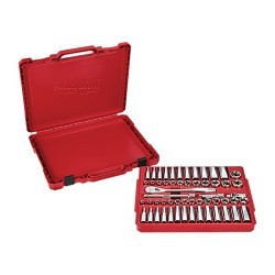 Milwaukee® 48-22-9008 Ratchet and Socket Set, Case Tool Storage, 4 deg Arc Swing, 1/2 in Drive, 56 Pieces, Steel