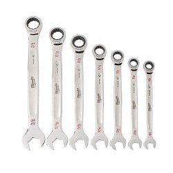 Milwaukee® MAX BITE™ 48-22-9406 Combination Ratcheting Wrench Set, 7 Pieces, Polished Chrome