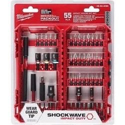 Milwaukee® 48-32-4096 SHOCKWAVE 55-Piece Bit Set, Hex Point, Alloy Steel